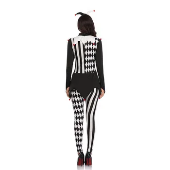 Čierna a biela kockovaná Zábavné Cirkusové Klaun Kostým Pre Ženy Stephen King je To Cosplay Kostým Na Halloween Party Oblečenie Oblek