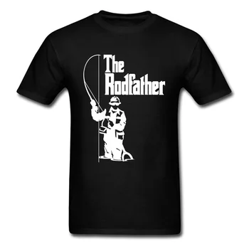 Na Rodfather Fishinger Ryby Otec Tričko Rybár Fisher Jeseň Black Topy & Tees Mužov Posádky Krku Hore T-shirts EUR Plus Veľkosť