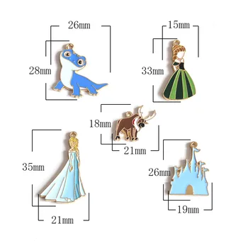 10 Ks Hrad Princess Jeleň Smalt Charms Ručné Remeselné Kreslených Dievčat Kovové Prívesky Penendants Fit Náušnice DIY Šperky Robiť