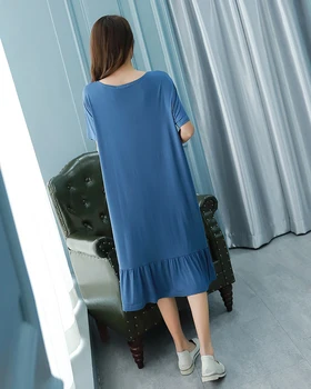 Sexy Sleepwear tvaru Rozstrapatené Bavlna Nightdress Noc Tričko Šaty Spanie Bežné Domáce Oblečenie Nightgown pre Ženy od 50 do 90 KG