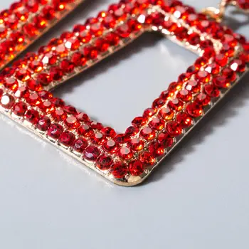 Vysoko kvalitné Red Crystal Geometrické Kovové Náušnice, Šperky, Darček Pre Ženy Steampunk Geometrie Drahokamu Náušnice Príslušenstvo