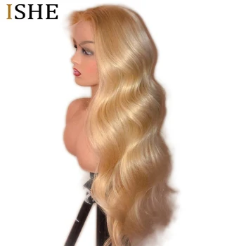 ISHE 613 Honey Blonde Preplucked Brazílsky Parochňu Non-Remy Vlasy, Telo Vlna Parochňu Glueless Krajky Ľudské Vlasy, Parochne pre Čierne Ženy