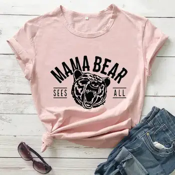 Mama medveď vytlačené nový príchod bavlna vtipné tričko zábavné mama tričko mama košele darček pre mamu deň matiek darček