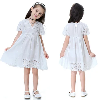 2020 Deti, Dievčatá Šaty Vestidos Prehrabať Princezná Dievča Šaty Letné Bavlnené Biele Krátke Kvetinové Deti Oblečenie Šaty Pre Dievčatá
