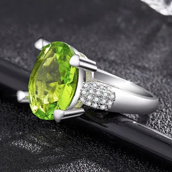 Kúzlo Apple Zelený Drahokam Krúžky Top Značky Rýdzeho Striebra 925 Šperky Krúžok Pre Ženy Strany Snubné Prstene Veľkosť 6 7 8 9 10