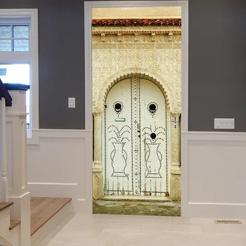 3D Moslimských Arabskej Kultúry Nálepky Staré Dvere, Renovácie Obývacej Izby, Spálne, Dvere, Kreatívne Domáce Dekorácie Odnímateľné Steny Nálepky