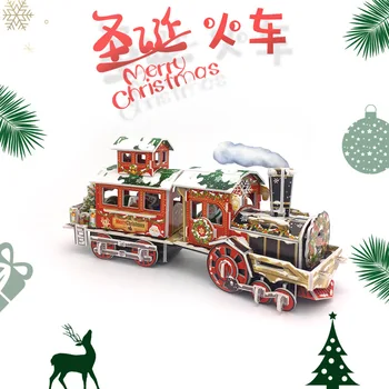 3D Svetelné Vianočné Vlak trojrozmerné Puzzle Detí Vianočný Darček-Puzzle Hra Diy Montáž Vlak Model Hračky