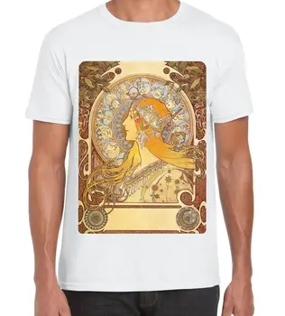 Alphonse Mucha Zverokruhu Art Nouveau Veľké Tlač pánske T-Shirt