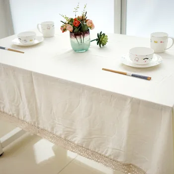 Biele obrusy Bavlnená posteľná Bielizeň Materiál, Cestovné Farbou Obrus Jedálenský Stôl Kryt pre Domova Kuchyňa Hotel Vonkajšie