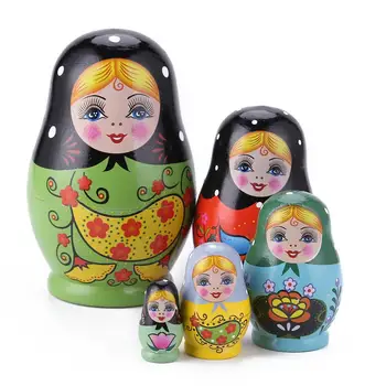 Prenosné 1 Sada Hniezdenie Bábiky Drevené Farebné Maľby Kreslených Dievčat Ruskej Matryoshka Bábika Ornament Dary, Detská Hračka