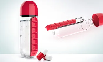 Plastové Kombinovať Pilulku Box Organizátor, Fľaša na Vodu Sedem Oddelení s Pitnou Fľaša Jednoduché Prenášanie Gourde Sk Plastique