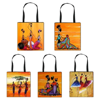 Čierna mágia Africké Dievča Tlač ruky tašku Ženy skladovanie tašky študent Afrika latinská Amerika dievča nákupní taška dievčatá taška cez rameno