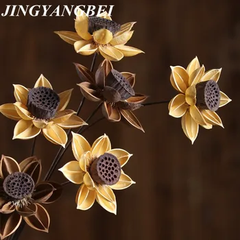 55 cm Prírodné DIY Ibištek Lotus Sušené kvety, Svadobné Dekorácie pre Domov Strany Úradu Dekoračné Umelé, Sušené Kvety