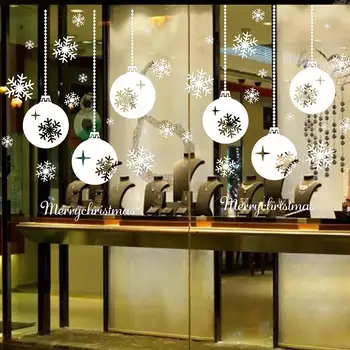 Visí Loptu Vianočný Snowflake Okenné Dekorácie Vinylové Nálepky na Dvere Vymeniteľné samolepiace Samolepky na Stenu