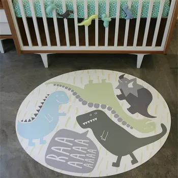 120 cm Cartoon Dinosaura Hrať Mat Koberec pre Chlapcov, Spálne, Koberce, detská Izba Dekorácie Nordic Plazenie Deka Non-Slip Detská Hra Mat
