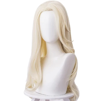 Nové Princezná Elsa Cosplay Parochňu 65 cm Dlhé Blond Vlnité Tepelne Odolných Syntetických Vlasy, Parochne + Parochňu Spp