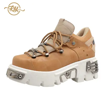 RY-RELAA dámske tenisky, topánky 2018 módne Originálne Kožené platformu vysokú super dámske topánky INY štýl biele topánky návrhár obuvi
