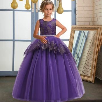 2021 Vintage Teenager Sprievod Party Šaty Pre Deti Dievča Deti Oblečenie Večer Elegantné Svadobné Princezná Girl Dress 10-12 Rokov