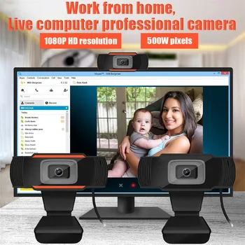 1080P HD USB Webkamery 500 Miliónov pixelov Live Streaming Kamera s Mikrofónom pre Android TV,Notebook,Stolné počítače,PC Počítač