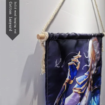 Svet Warcrafts Illidan Dekoratívne maľby Nástenné Art Plagát Moderného Masívneho Dreva Bavlna String Visí Hriadeľ Prejdite Maľovanie