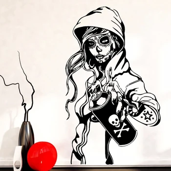 Kreatívy Samolepky Na Stenu Kandizovaný Cukor Lebky Graffiti Dievča Teen Spálňa Decor Vinyl Stenu Domáce Dekorácie Obývacia Izba Y610