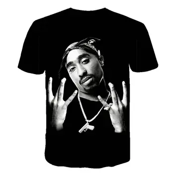 2020 Nové Letné Nové Módne Muži Ženy t shirt Rapper 2pac Tupac 3d Tlač Hip hop tričká Bežné Cool tričko Mužov Plus Veľkosti 6XL