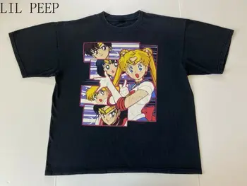 Vintage 90. rokov Sailor Moon Anime Plus Veľkosť Estetické Mužov Tričko 2020 Lete Hip Hop Streetwear Kvalitné T-Shirts