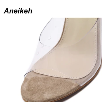 Aneikeh 2021 Nové Módne Ženy Sandále PVC Jelly Krištáľovo Priehľadné Sexy Jasné, Vysoké Podpätky, Letná Party Čerpadlá Topánky Veľkosť 41 42