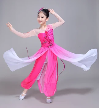 Čínsky štýl Hanfu nový štýl detí Yangko oblečenie fanúšik tanečnej klasické ľudové tanečné predstavenie oblečenie