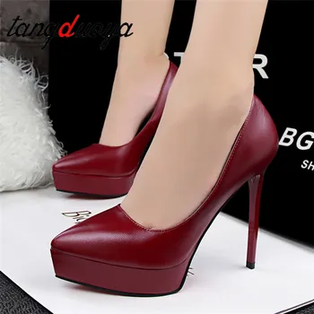 Super high s 12 cm dámske topánky Európskej Americký štýl plytké úst sexy vysoké podpätky stiletto jednej topánky červené svadobné topánky