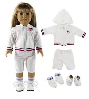 1 Sadu White Nosiť Športové Oblečenie Bábiky Oblečenie pre 18-palcové bábiky oblečenie A38
