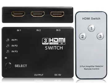 1080p Full HD 3 Port 3 1 HDMI Prepínač Prepínač 3 V 1 Z Hub s Diaľkovým ovládaním Splitter Box pre HDTV PS3 DVD *50pcs/veľa