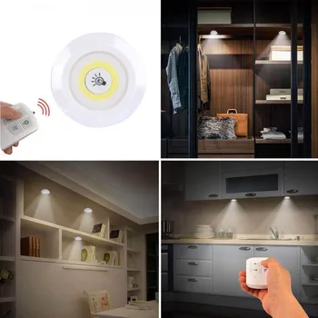 3W Super Svetlé Klasu Pod Skrinku Svetlo LED Bezdrôtového Diaľkového Ovládania Stmievateľné Skriňa, Nočné Lampy Domov, Spálne, Skrine, Kuchynské