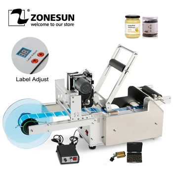 ZONESUN LT-50D/LT50DT Semi-automatické Kolo Fľaša Označovanie Stroj S Kódu, Tlačiarne, Etikety Aplikátor