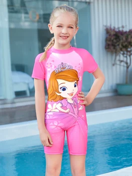 Disney Autentické detské Plavky Dievčatá Jeden kus Stredné A Malé Deti Princezná Sophia Dieťa opaľovací Krém, Plavky