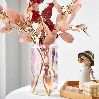 Moderný Jednoduchý Námestie Sklenené Vázy Remesiel Obývacia Izba Plochy Dekor Kvet Usporiadanie Sušené Kvety Domáce Dekorácie Príslušenstvo