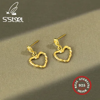 S'STEEL Náušnice Pre Ženy, Srdce Drop Earings 925 Sterling Silver Náušnice kórejský Earing Aretes De Mujer Pendientes Plata Jewelay