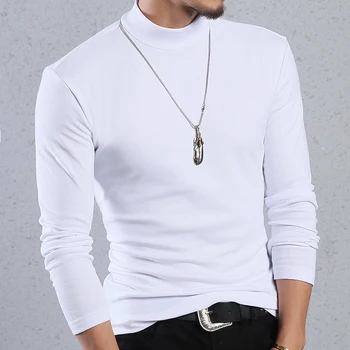 Tričko muži t-shirt long sleeve tričko pol turtleneck tričká bavlnené zime jar základné t-shirts muž oblečenie, topy streetwear