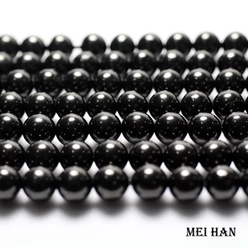 Meihan Veľkoobchod darček (2 pramene/lot) fyzická 8-8.5 mm Jet uhlia hladké kolo voľné čierne korálky kameň pre šperky diy tvorby