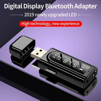 USB Bluetooth 5.0 Adaptér LCD Displej Bluetooth Vysielač, Prijímač, 3.5 mm AUX Hudby vo formáte MP3 Bezdrôtové Audio Adaptér pre Auto, PC, TV
