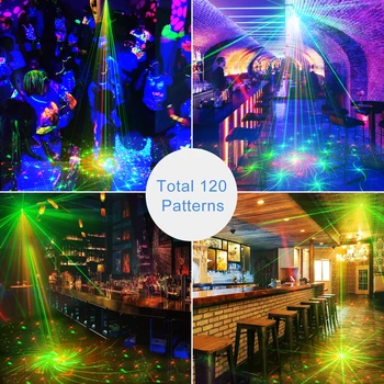 LED Laserový Projektor Svetlo Klubu DJ, Disco Party Stage Svetlom Aktivované Zvukom 120Patterns RGB UV Laserové Svetlo na Vianoce Halloween