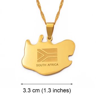 Anniyo Južná Afrika mapa prívesok náhrdelníky šperkov, zlata farba,Afrika krajín mapy juhoafričania mapu #001921