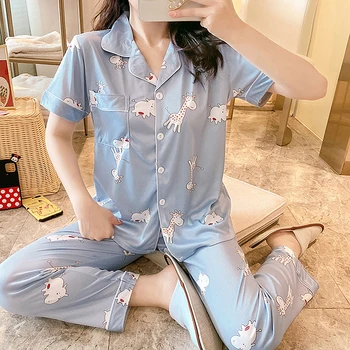 2020 módne Pijama Mujer Jeseň Zima Pyžamo Žena Krásne Voľný čas Dvoch Dielna Sada Tlače Krytý Oblečenie Domov Vyhovovali Sleepwear