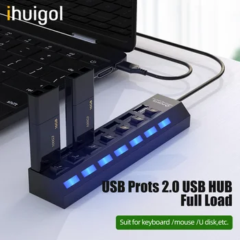 Ihuigol ROZBOČOVAČ USB Nabíjačku Údaje Multi USB Rozbočovač 4/7 Port Prepínač Power Adaptér Extender Zásuvky USB 2.0 Pre Tablet