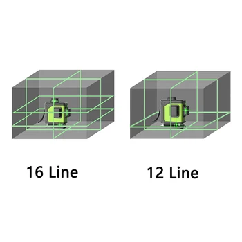 Profesionálne 16Line 4D laser úrovni 360 Vertikálne A Horizontálne Laser Úroveň Self-vyrovnanie Kríž Line 4D Laser Úrovni s vonkajším