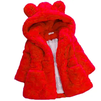 2021 Nové Zimné Baby Dievčatá Oblečenie Umelú Kožušinu Kabát Fleece Zobraziť Bunda Teplá Snowsuit 1-7Y Detská Bunda s Kapucňou detské vrchné oblečenie