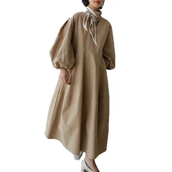 Kórejský janpanese plus veľkosť dlho maxi šaty žien voľné jednoduché 2020 obyčajný ženské šaty župan femme vestiods vysoký pás nové šaty