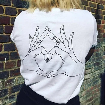 Dievča Gang Láska Strane Prihláste Sa Späť Vytlačené Feminism T Shirt Ženy Tumblr Módne Letné Topy Čaj O Bežné Krku Cool Tričká