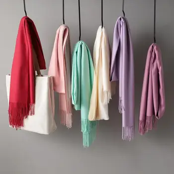 2019 zimné šatky pre ženy teplé šály, dlhé 205*70 cm zábaly lady pashmina čistú deku cashmere šatku na krk kapskom