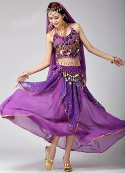 Brušný Tanec Kostým Nastaviť Bellydance Výkon Cigán Indické Šaty Dancewear Mince, Brušný Tanec, Bollywood Dance Kostýmy